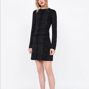 Zara black animal print jacquard pullover